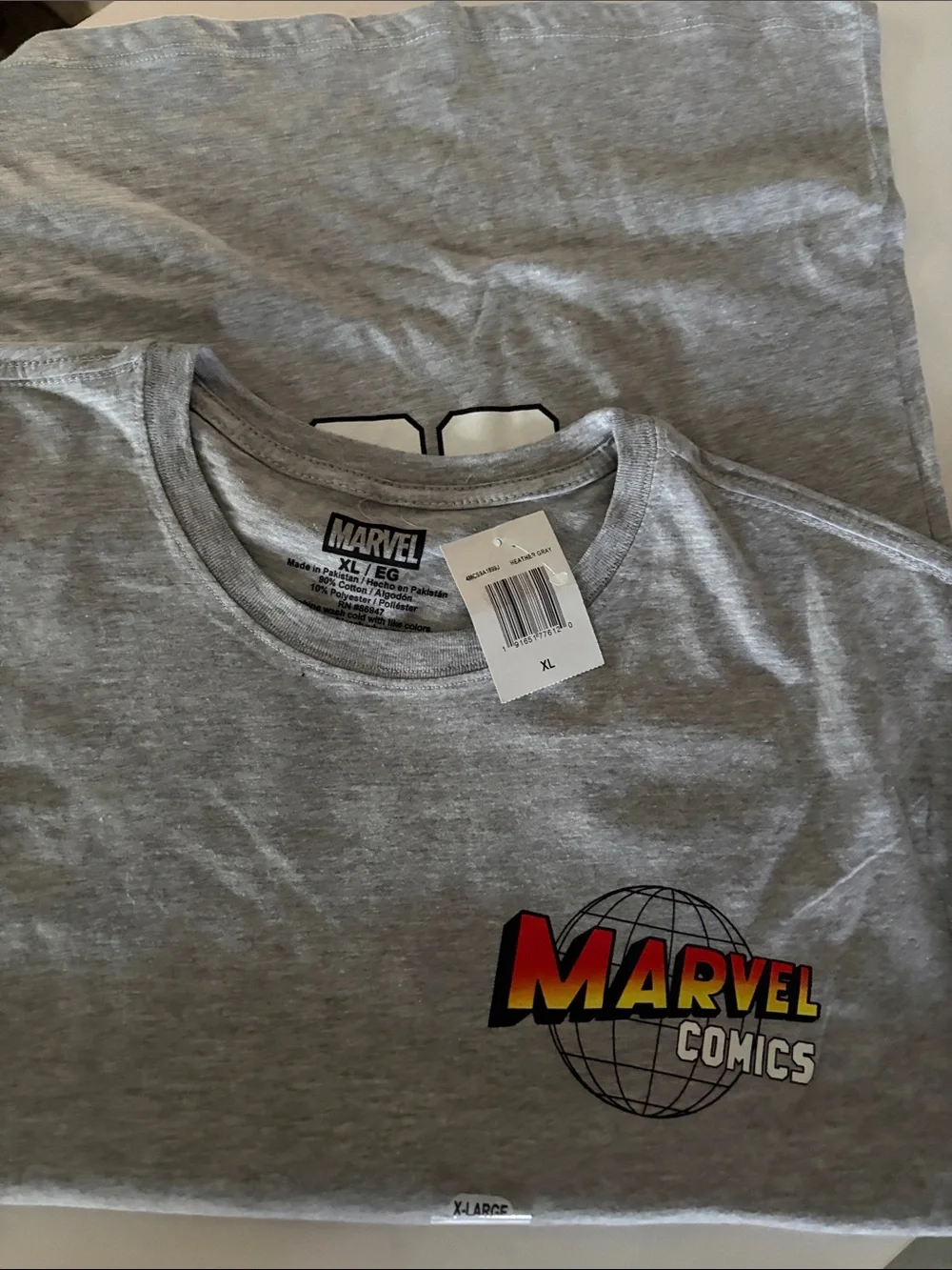 Marvel Gray T-Shirt with Red-to-Yellow Gradient Logo